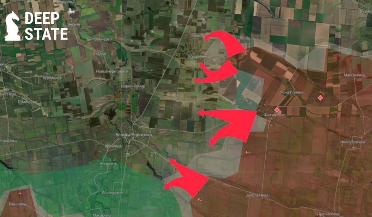 Противник просунувся біля п'яти населених пунктів. Фото: DeepState росіяни