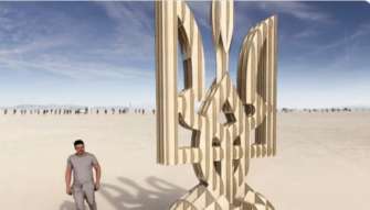 На Burning Man встановили п'ятиметровий Тризуб/Фото: VakarųVėjai На Burning Man встановили п'ятиметровий Тризуб/Фото: VakarųVėjai