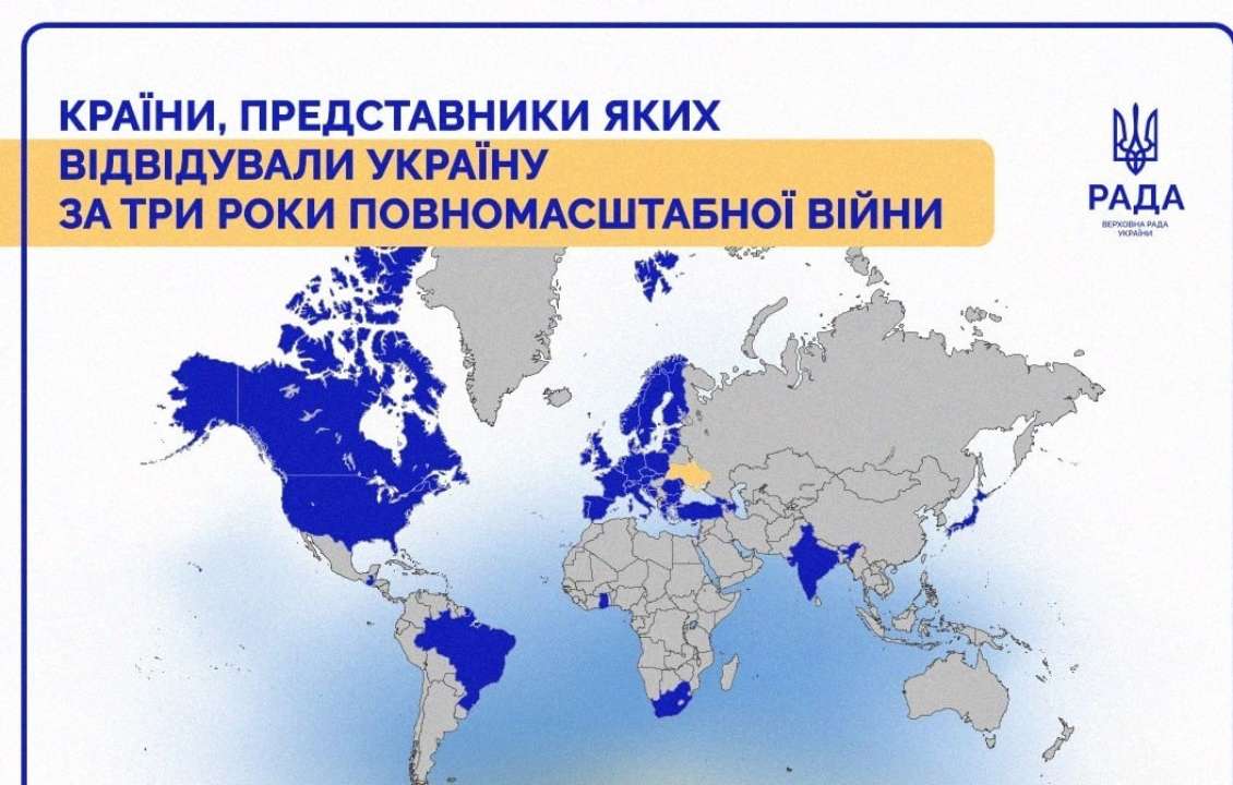 У Верховній Раді розповіли, що відбулось 245 візитів лідерів країн та делегацій Європарламенту, ПАРЄ, НАТО, ООН за період війни третя річниця війни в Україні 24 лютого 2025 року