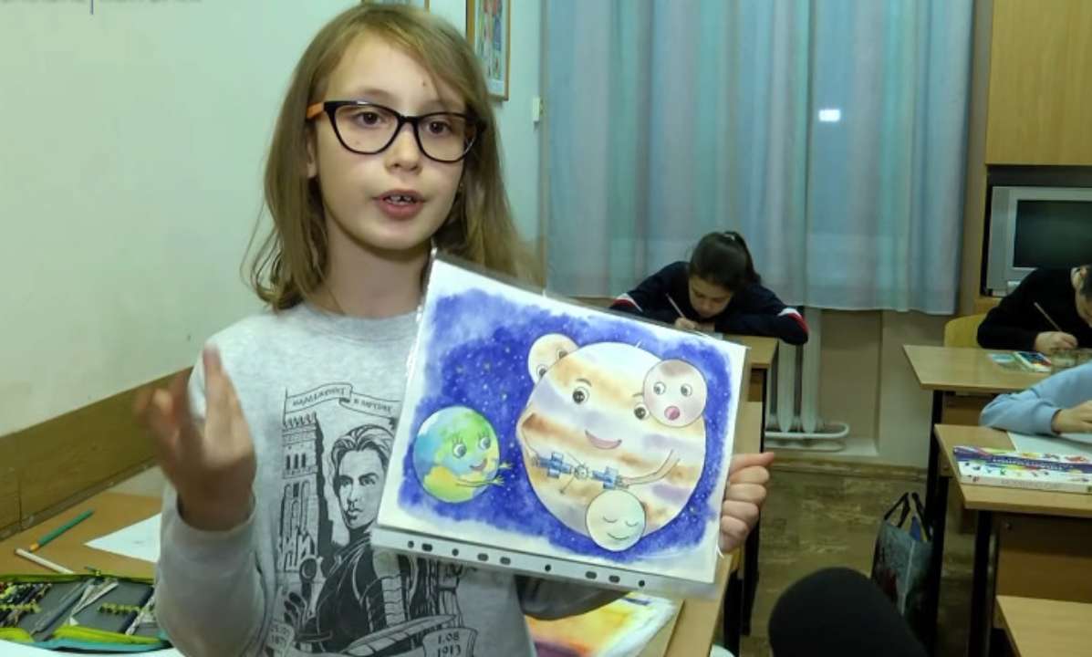 Украинская школьница победила на международном художественном конкурсе / скриншот с видео Рисунок украинской школьницы нанесут на борт космической ракеты