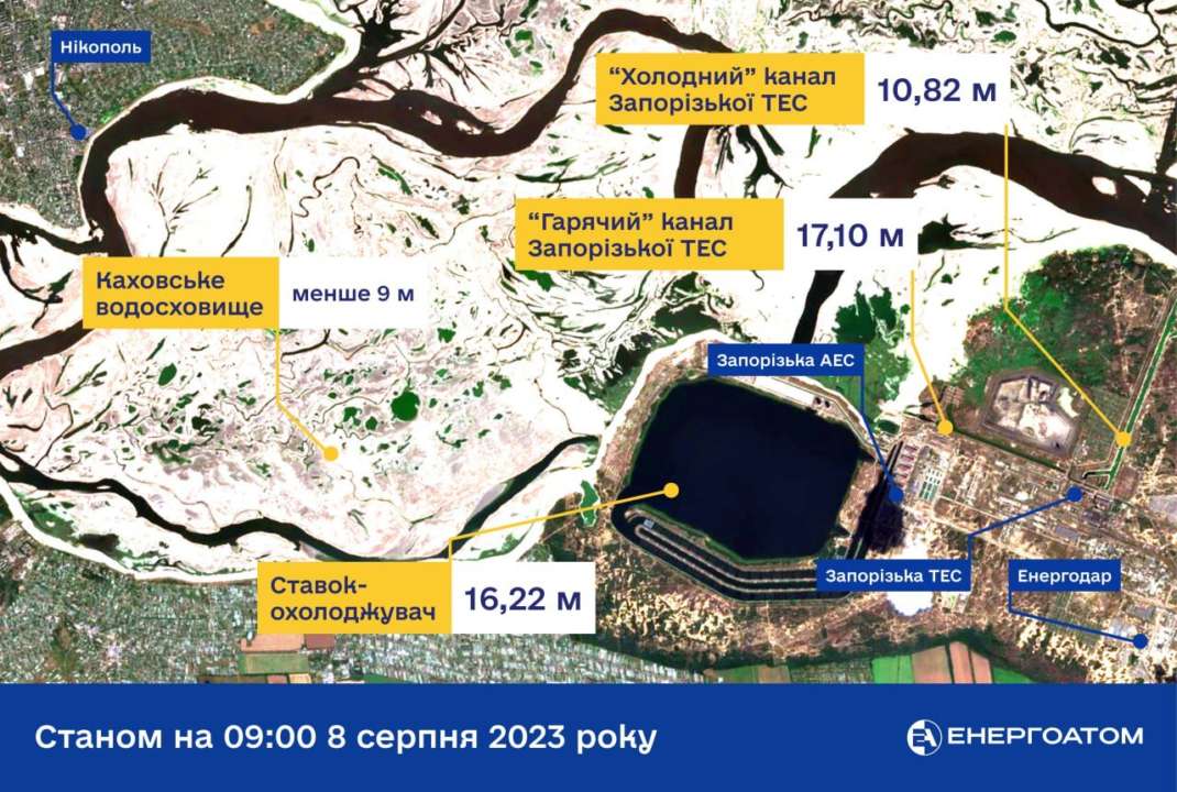 Рівень води у ставку-охолоджувачі ЗАЕС стабільний/Фото: Енергоатом Спеціалісти зафіксували зниження рівня води у ставку-охолоджувачі ЗАЕС: останні дані