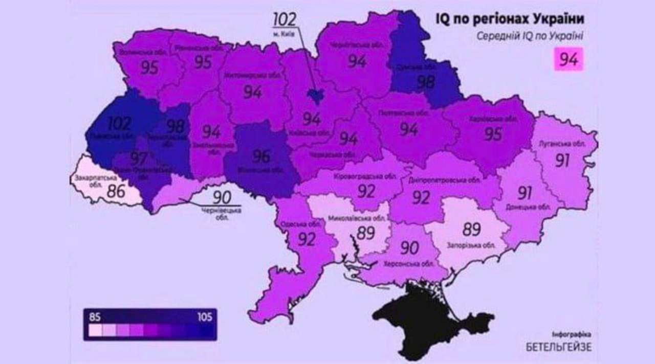 Кияни лідери за середнім IQ у регіонах України