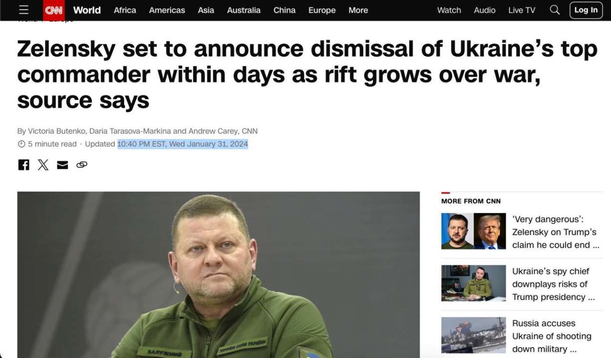 Андрющенко розкритикував статтю CNN/Фото: cnn.com "Дуже дурний вчинок": Андрющенко розкритикував статтю CNN про можливу відставку Залужного