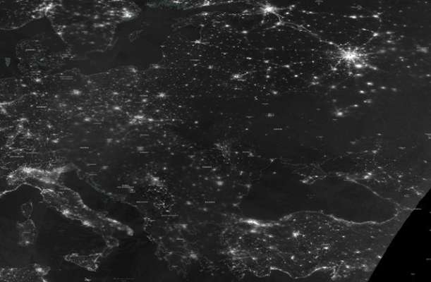 Україна під час "блекауту"/Фото: NASA NASA