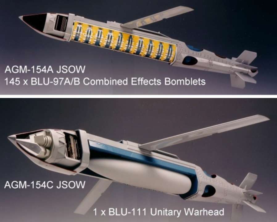 AGM-154 JSOW не крылатая ракета, а малозаметная высокоточная планирующая бомба общим весом около 500 кг. Она рассчитана на дальность до 130 км
