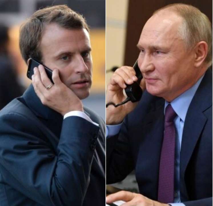 Макрон провел телефонный разговор из путиным. Фото: Versiya. info Макрон поговорил с путиным