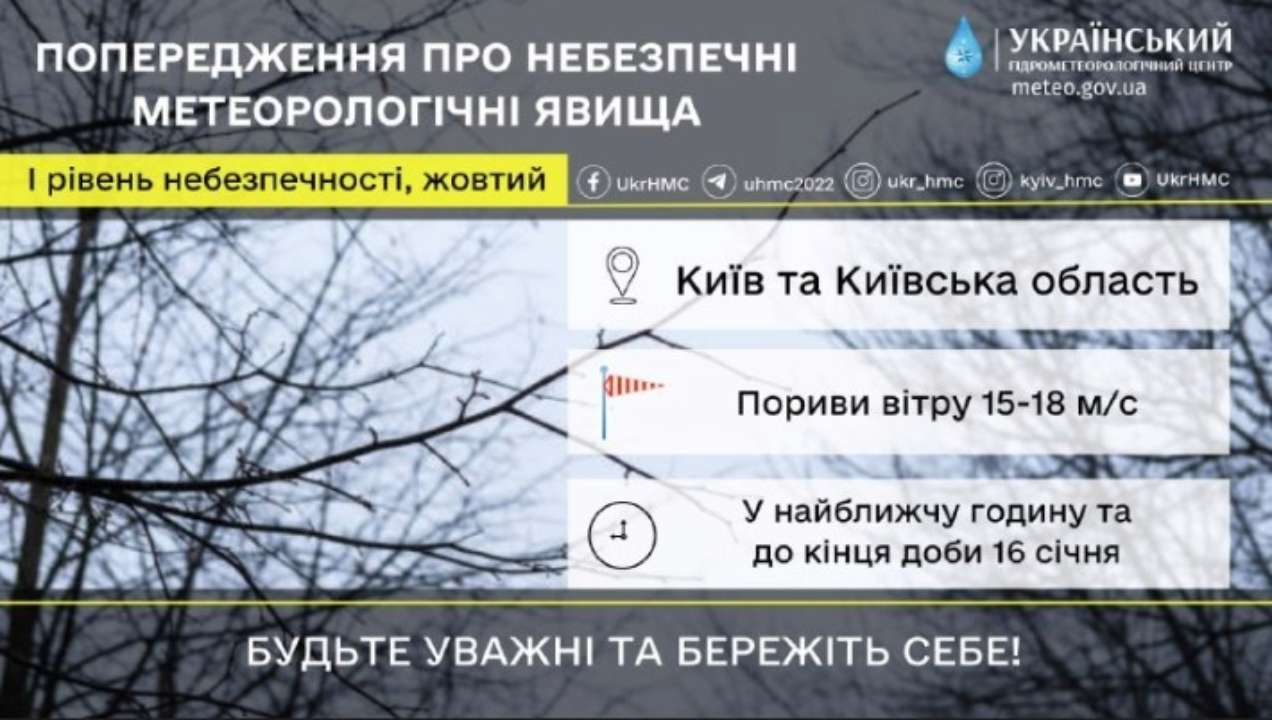 Оголошено І рівень небезпеки (жовтий)