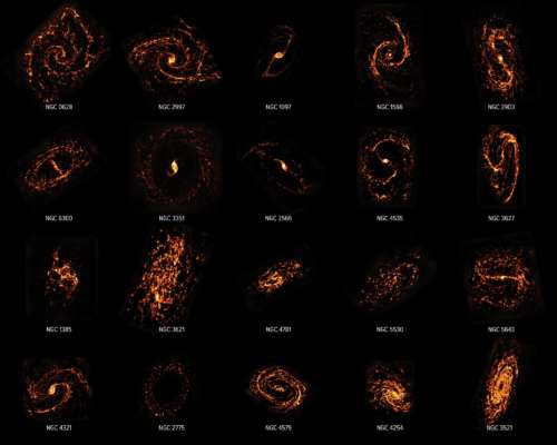 Фото: ALMA (ESO/NAOJ/NRAO)/PHANGS, S. Dagnello Завораживает с первых секунд: астрономы показали разнообразие галактик, в которых формируются звезды