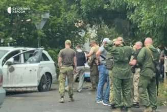 У Херсоні підірвали машину зрадника України/Фото: t.me/suspilnekherson У Херсоні підірвали машину зрадника України