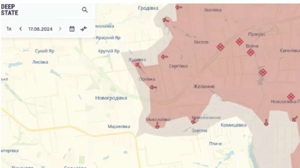 Росіяни захопили Миколаївку у Донецькій області. Фото: DeepState миколаївка