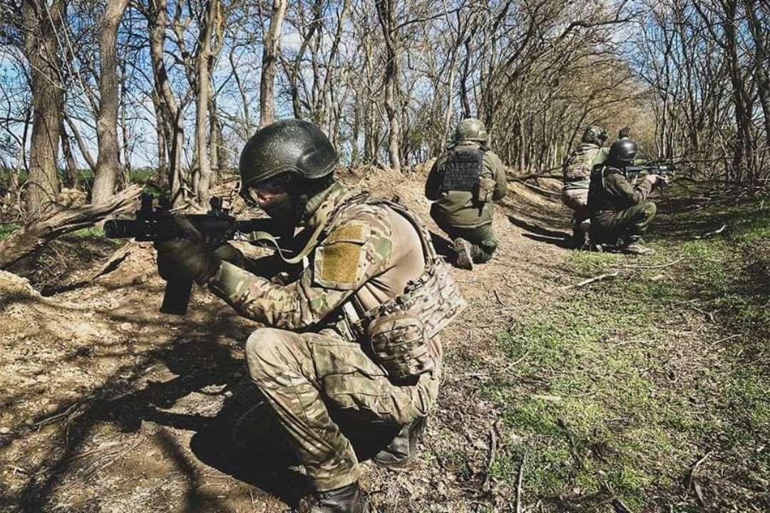 Украинские военные в лесопосадке