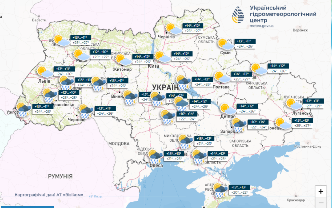 Погода на 27 мая в Украине: ожидается поступление пыли из пустынных районов Средней Азии