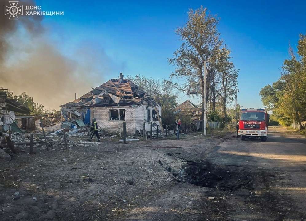Російські загарбники обстріляли українські міста 15 вересня 2024 року. Фото: ДСНС Харківщини атаки росіян сьогодні