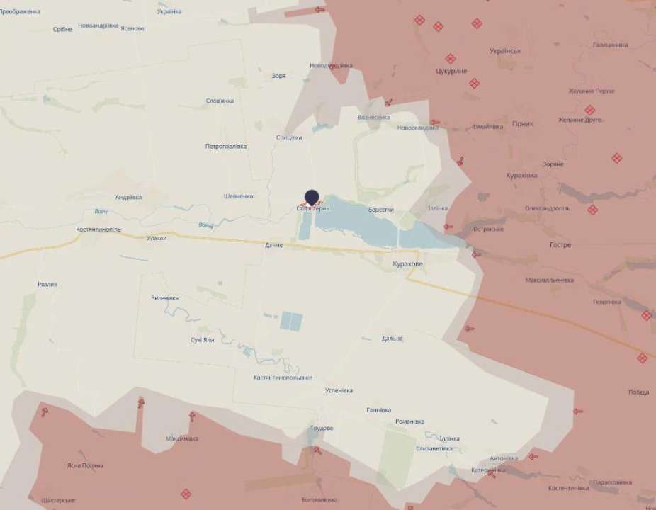 росіяни пошкодили греблю Курахівського водосховища/Фото: DeepState MAP росіяни пошкодили греблю Курахівського водосховища/Фото: DeepState MAP