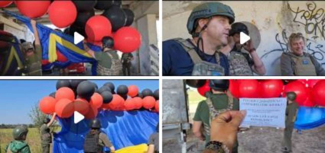 В Херсоне, рядом с линией фронта, подняли в небо огромный украинский флаг В Херсоне, рядом с линией фронта, подняли в небо огромный украинский флаг