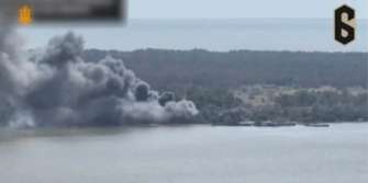 Військові знищили ворожий склад на Кінбурнській косі/Фото: скрін Підрозділ ВМС ЗС України знищив низку ворожих об'єктивів на Кінбурнській косі