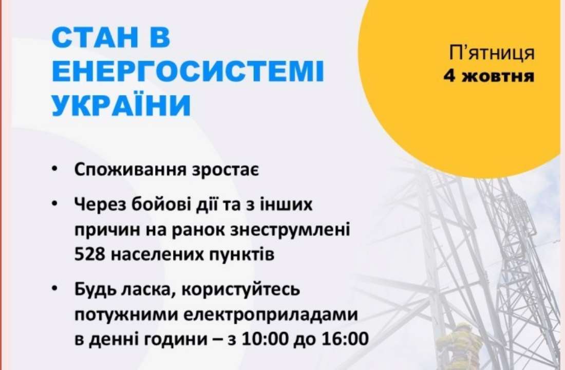 Аварийные отключения введены из-за обстрелов россиян 3 октября Аварийные отключения введены из-за обстрелов россиян 3 октября