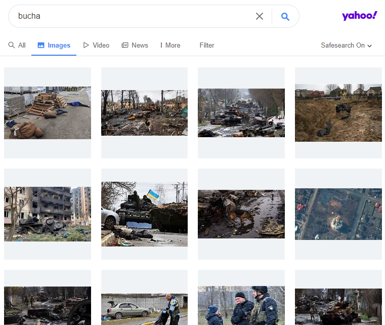 "Яндекс" показывает пользователем радужные фотографии разрушенных украинских городов/Фото: скриншот "Яндекс" показывает пользователем радужные фотографии разрушенных украинских городов/Фото: скриншот