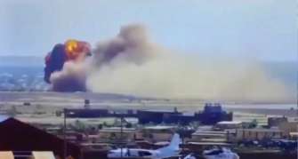Авиатроща "вагнеровского" Ил-76/Фото: скриншот Авиатроща "вагнеровского" Ил-76: в сети показали момент аварии