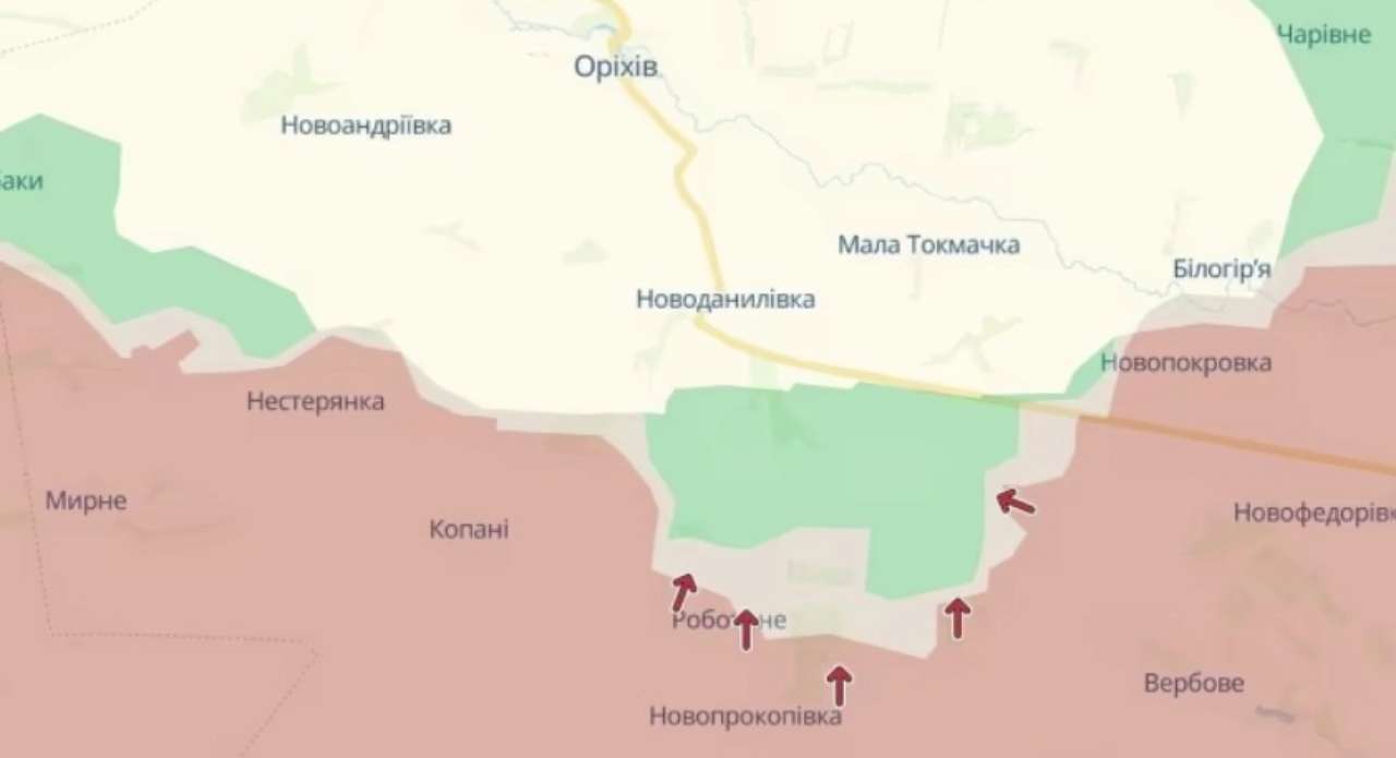 Враг будет пытаться контролировать логистические пути в Запорожье. Скриншот deepstatemap окупанты запорожье