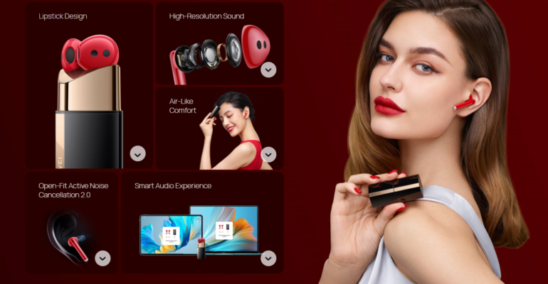 Huawei FreeBuds Lipstick нагадують губну помаду/Фото: Huawei Huawei