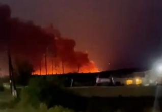 В Белгородской области рф горит склад с боеприпасами/Фото: скриншот из видео рф