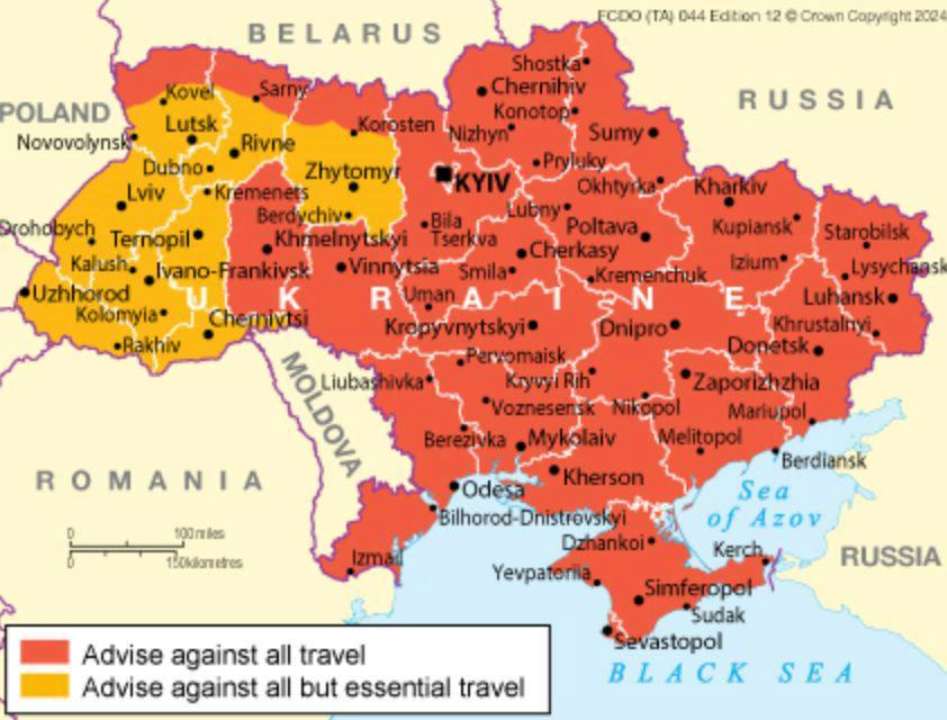 МЗС Великої Британії пом'якшило обмеження на поїздки до України МЗС Великої Британії пом'якшило обмеження на поїздки до України