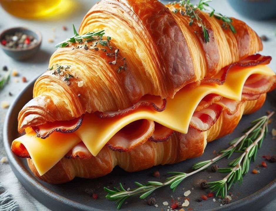 Круассан с хрустящим сыром и овощным ассорти /Фото: Bing Быстрый и элегантный завтрак в домашних условиях: круассан с хрустящим сыром и овощным ассорти