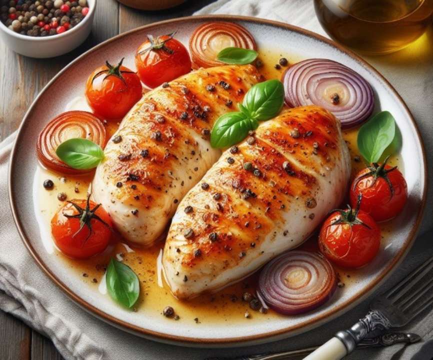 Вкусное филе под шубкой из овощей и яйца