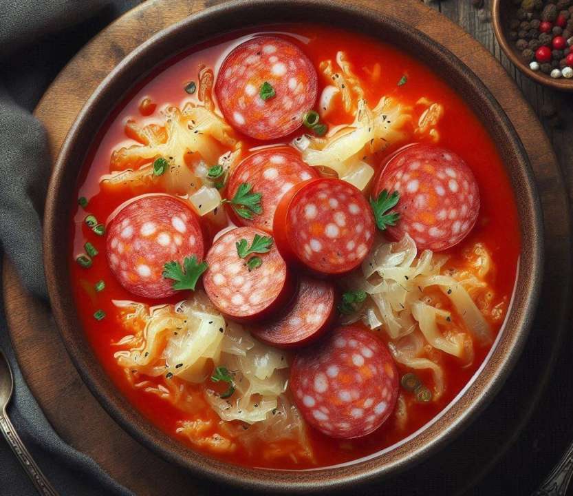 Словацький капустяний суп із ковбасками/Фото: Bing Справжній смак Словаччини: рецепт капустяного супу з ковбасками