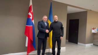 Премʼєр-міністр України Шмигаль зустрівся зі словацьким колегою Фіцо в Ужгороді/Фото: скріншот Шмигаль зустрівся в Ужгороді з прем’єр-міністром Словаччини